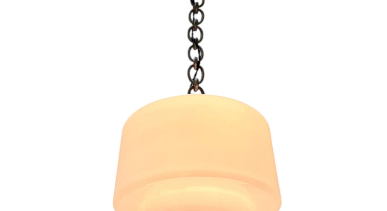 Art Deco Pendant Lamp with Original Milk Glass Shade, 1930s